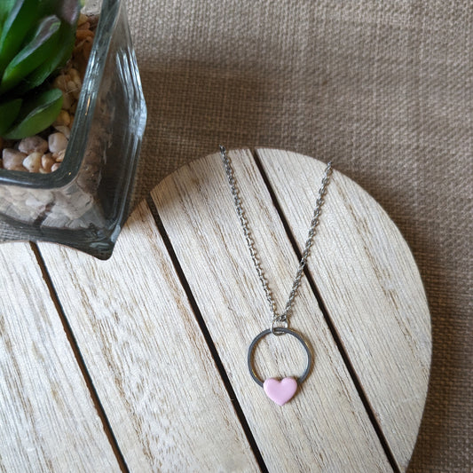 Pink heart necklace