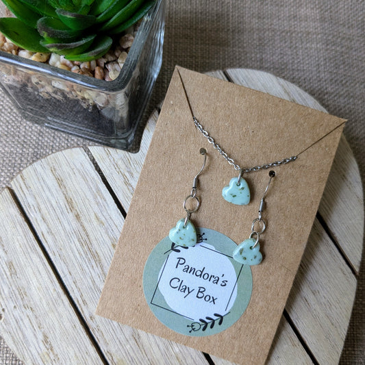 Heart necklace + earrings set