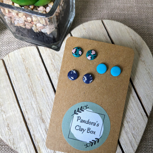 blue/green mini trio studs