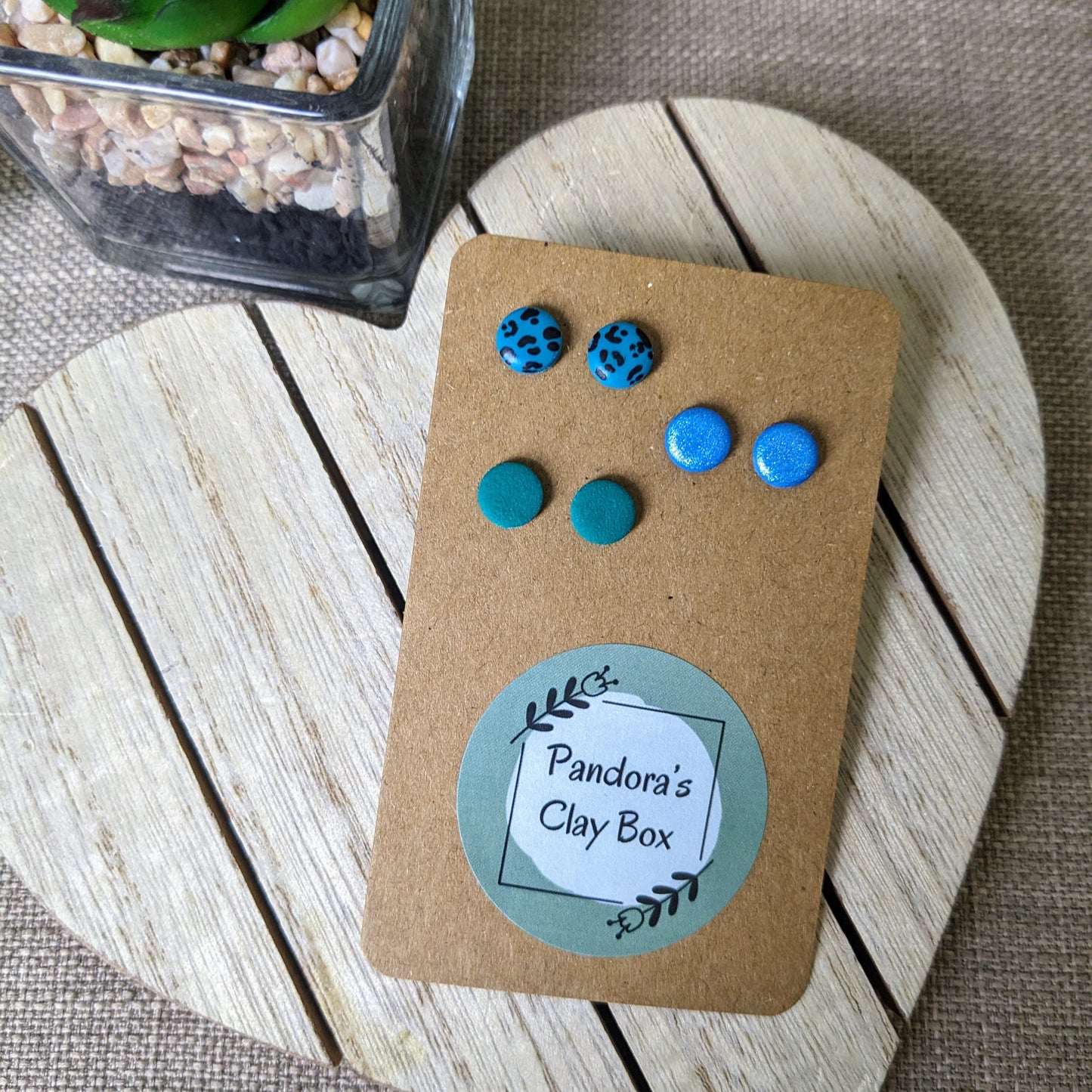 blue/green mini trio studs