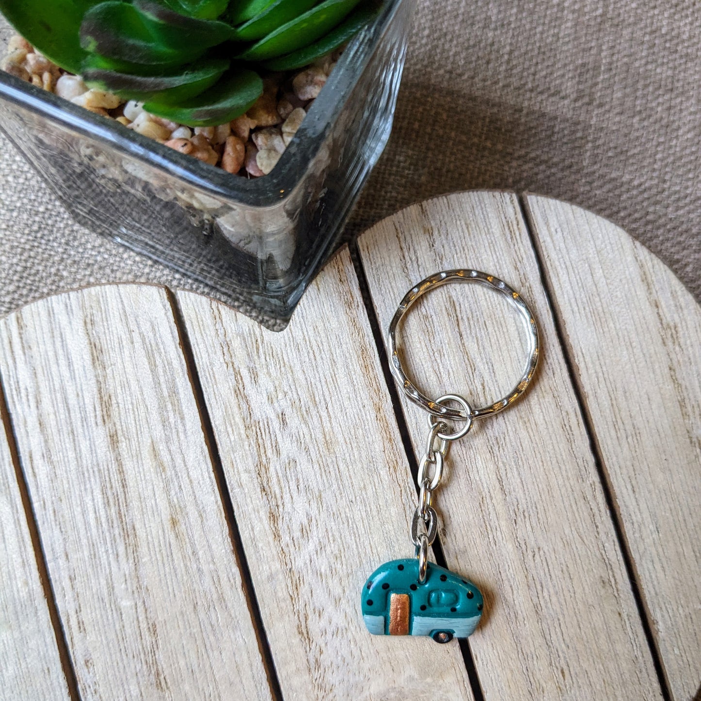 Green Caravan keyring