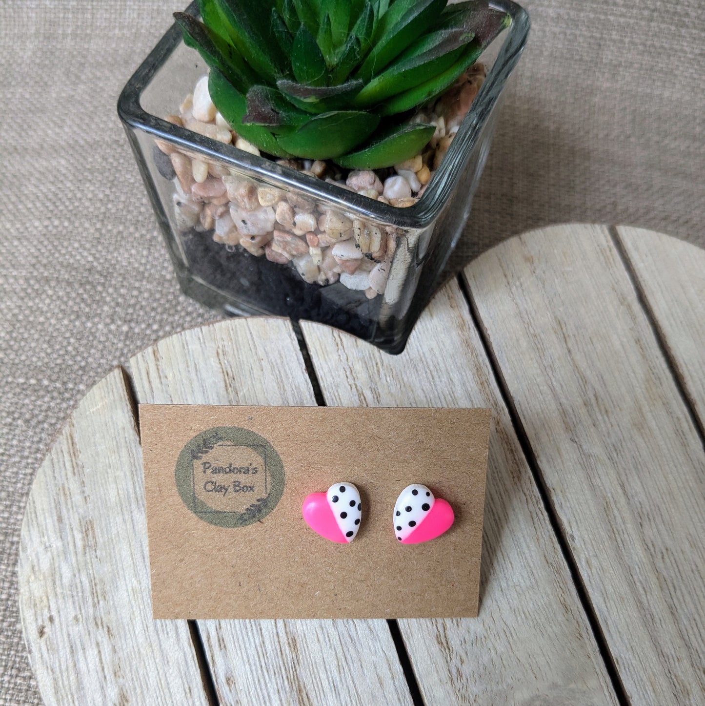 Neon heart studs