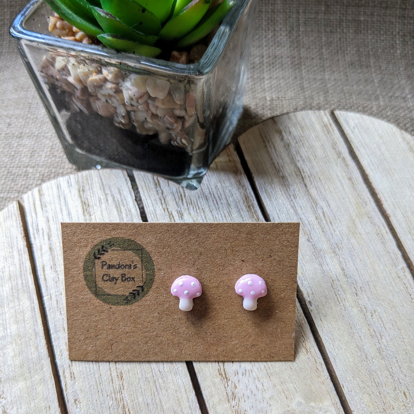 Pink mushroom studs