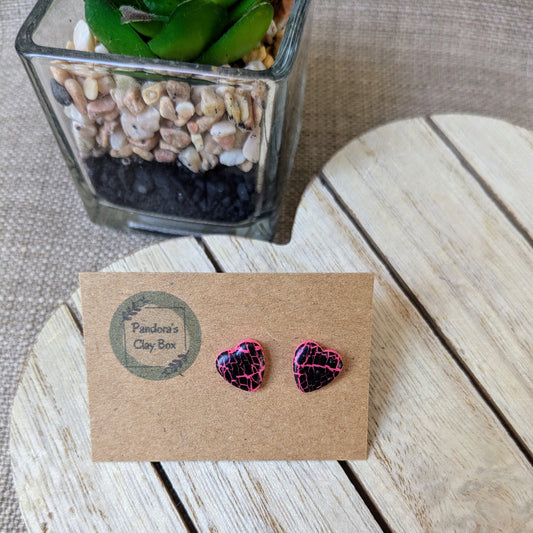 Black foil heart studs