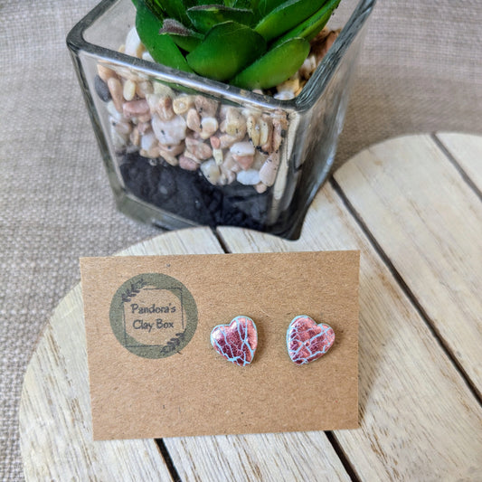 Rose foil heart studs