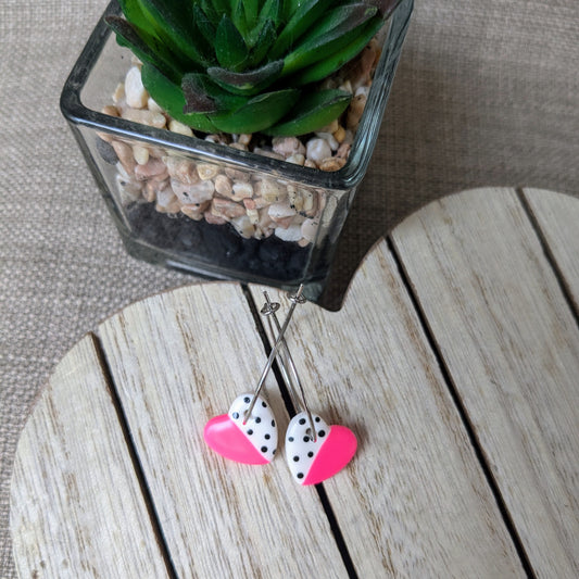 Neon polka heart hoops