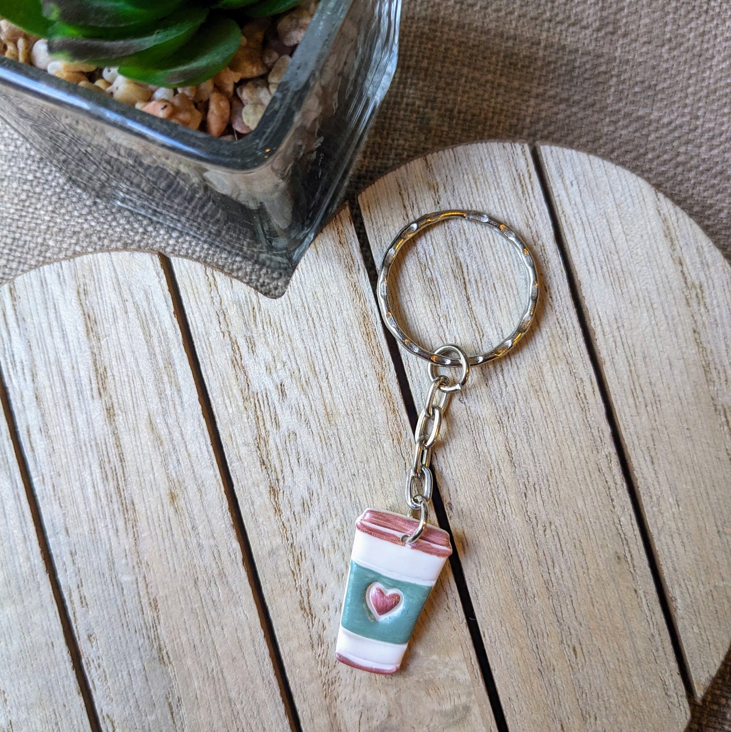 Coffee cup keyring