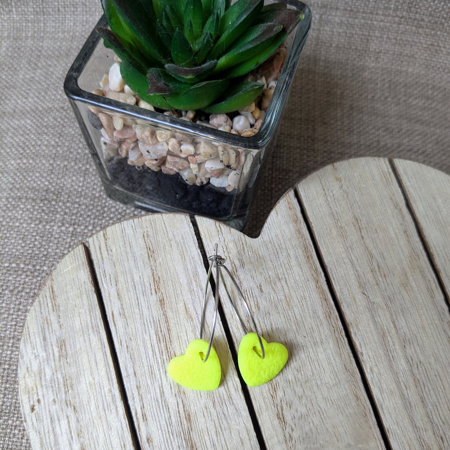 Neon yellow heart hoops