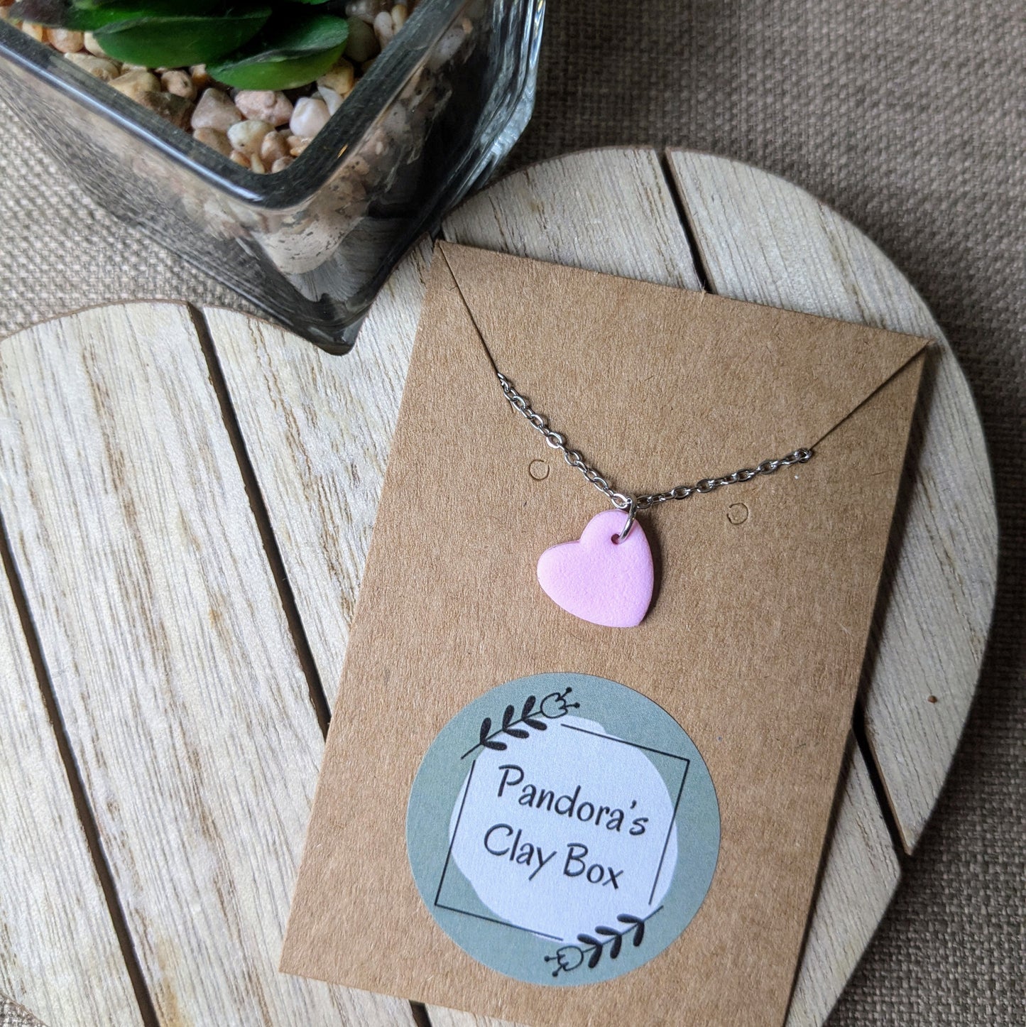 Pink heart necklace