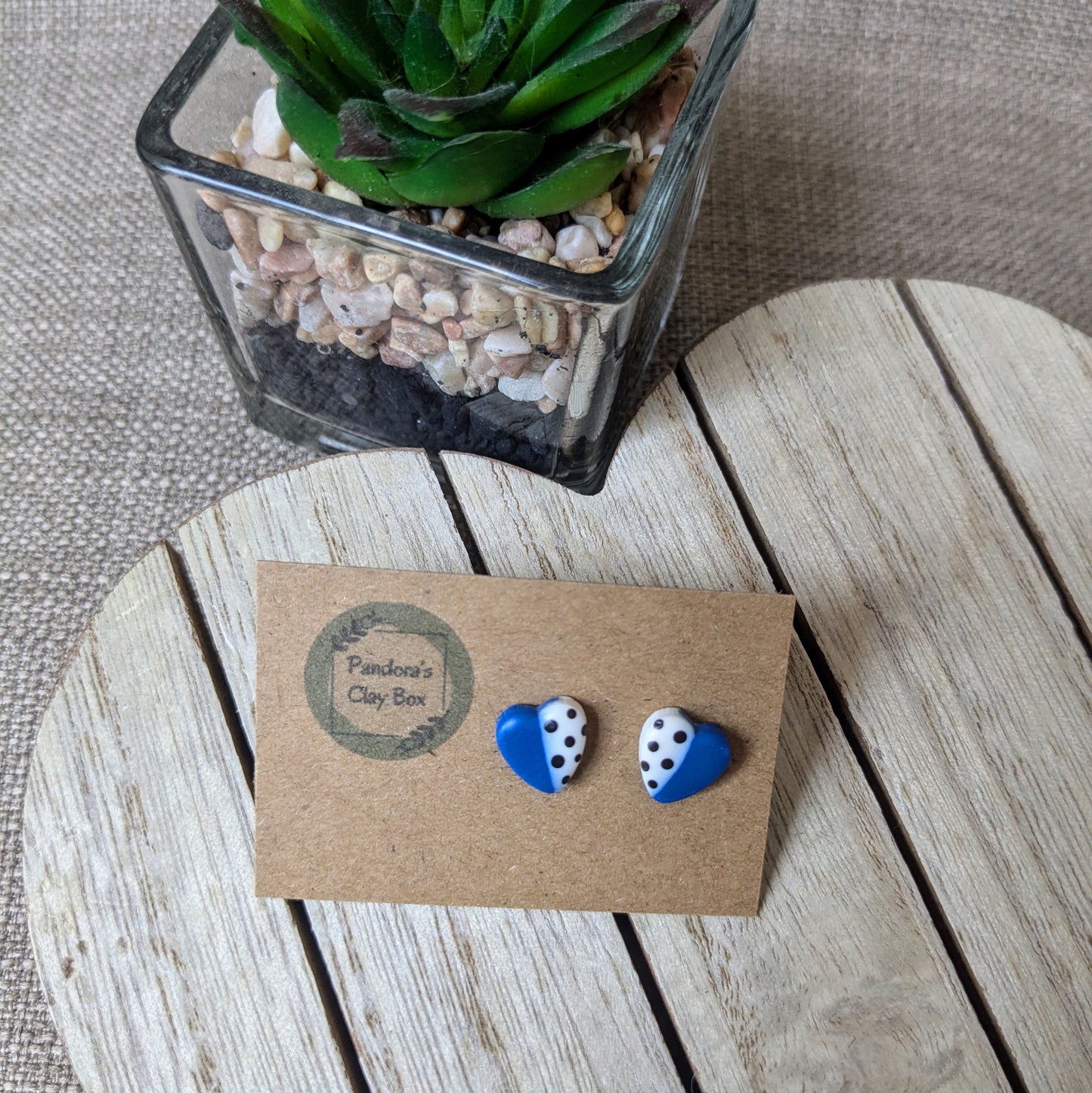 Blue heart studs