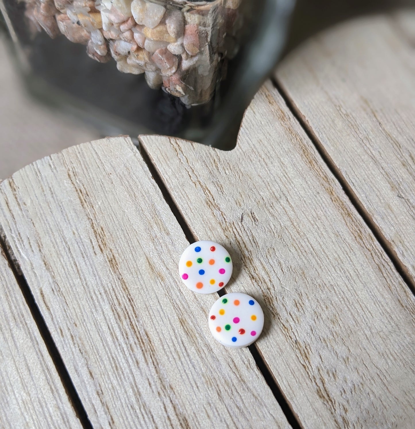 Rainbow polka studs